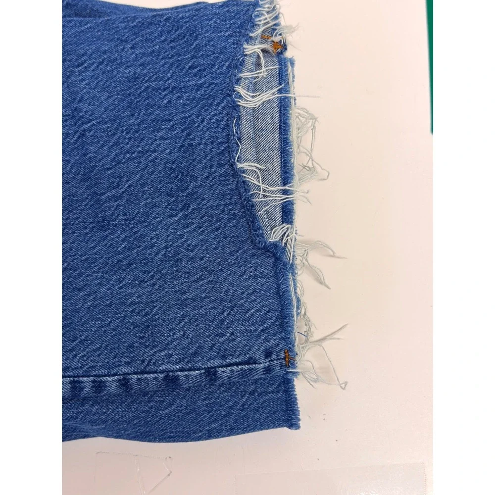 Abercrombie & Fitch The Loose High Rise Women 27/4R Blue Good Raw Hem Distressed